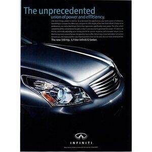 2009 Infiniti G Sedan Vintage Print Ad Hood Front End View Man Cave Wall Art